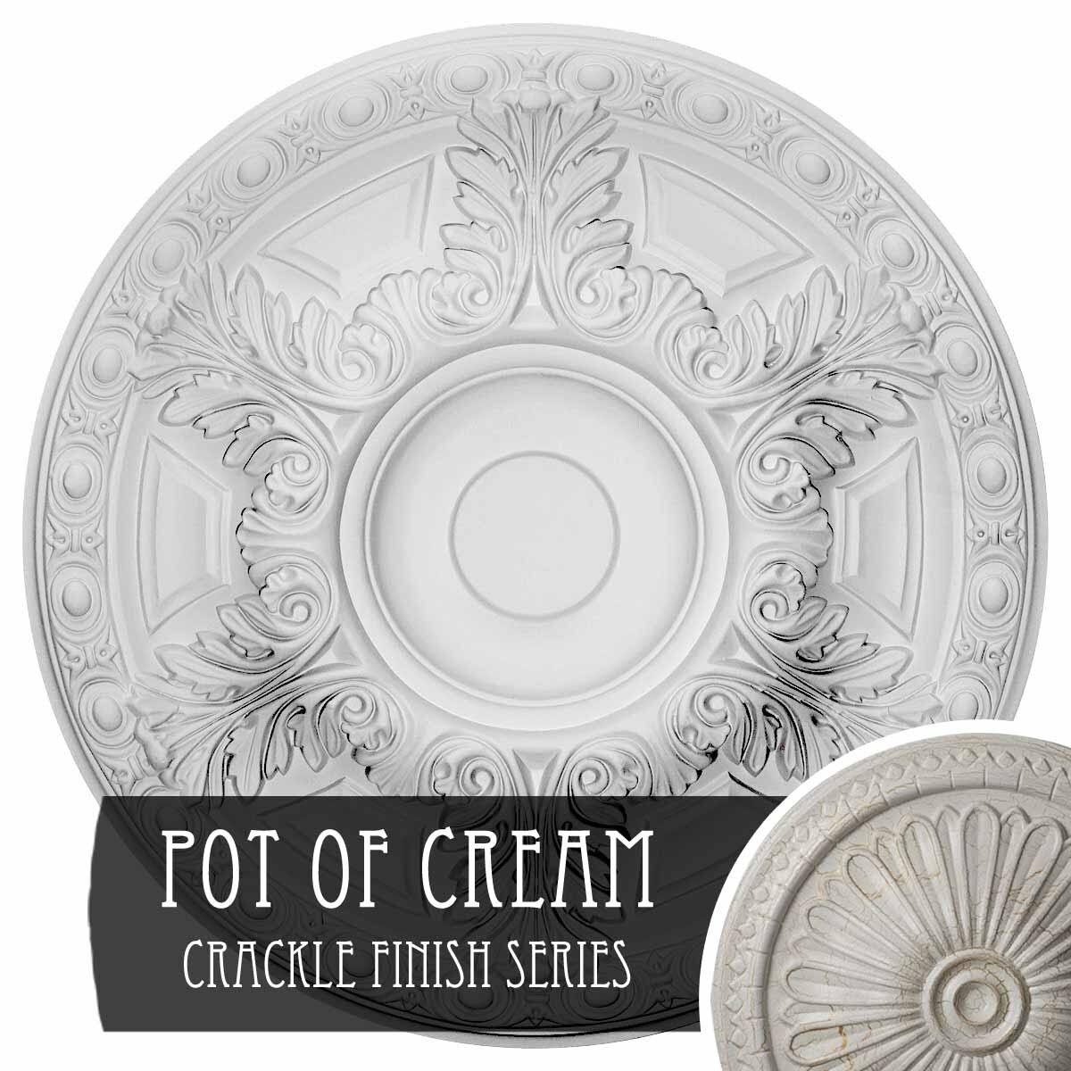 Granada Ceiling Medallion, Hand-Painted Pot of Cream Crackle N4172