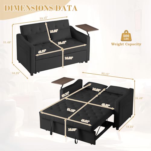 Grey Velvet Convertible Sleeper Sofa with Pull Out Bed R922