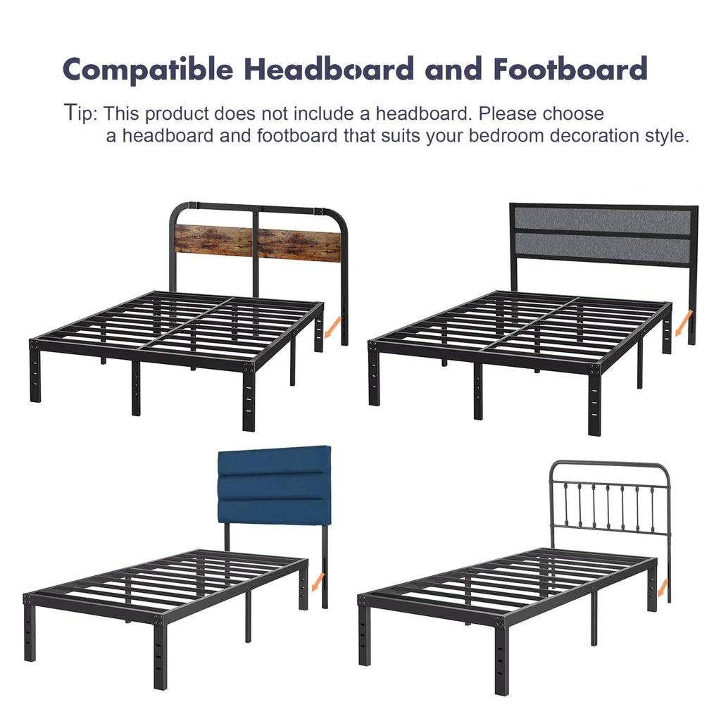 14" Queen Metal Bed Frame with Steel Slats P626806