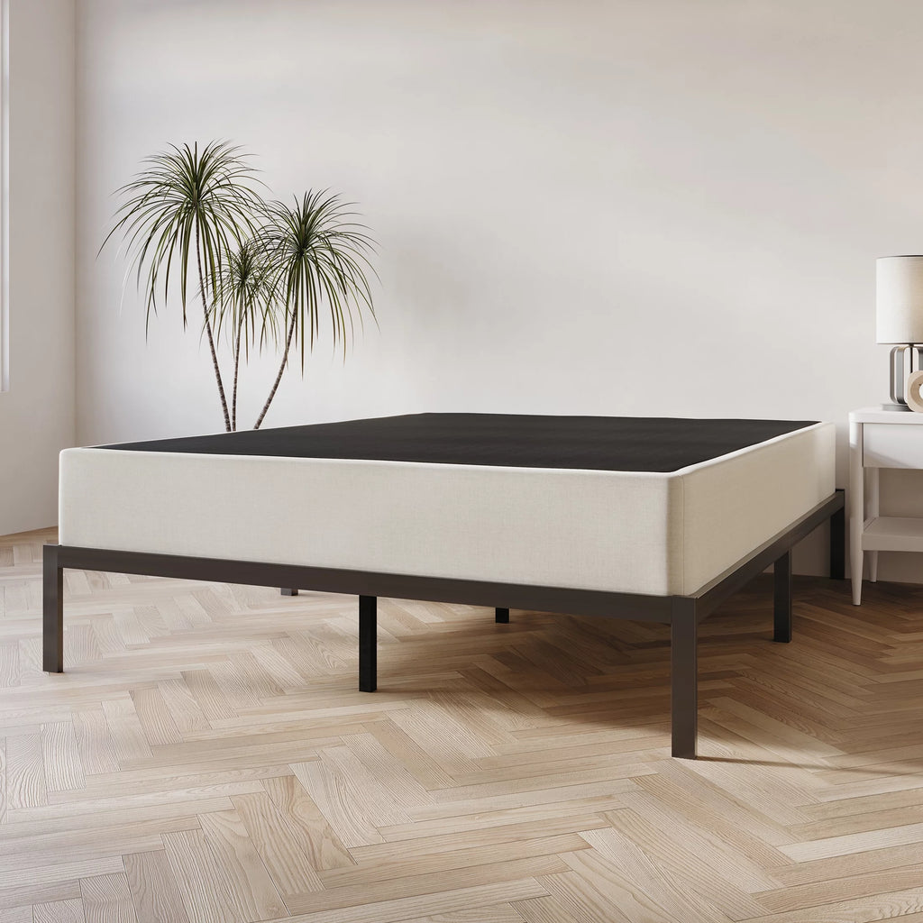 Wood Box Spring Mattress Foundation 8" Queen Beige R13840