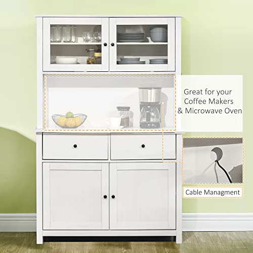 Antique White Kitchen Buffet with Hutch Q6038