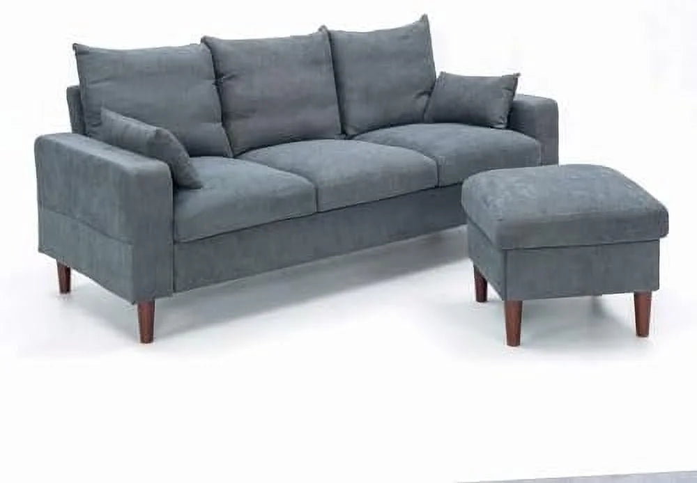 Grey Reversible L-Shaped Sectional Sofa Y8141