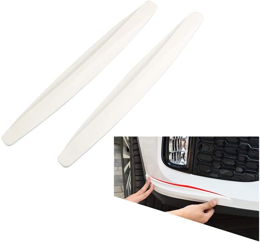 Car Front Rear Bumper Protector Anti-Collision Rubber Strips Pack of 2 White I750