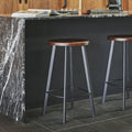 Walnut Counter Stool with Black Metal Base U609
