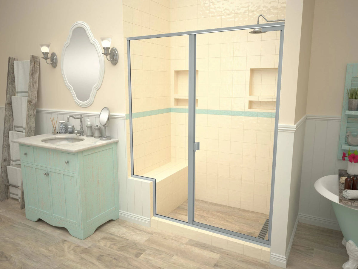 Brushed Ni Rectangular Shower Base with Right Drain U8741