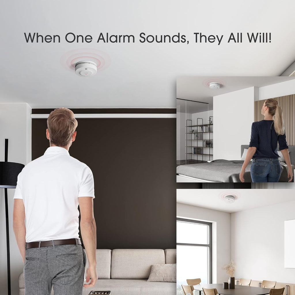 Wireless Interconnected Smoke Detector Fire Alarm, Pack of 6 Y735998