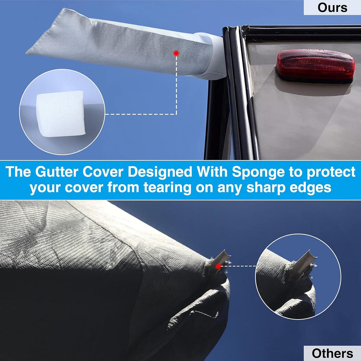Rip-Stop RV Cover Fits 15'1" - 18' Long Motorhome, Waterproof Camper Cover with Gutter Covers W9326