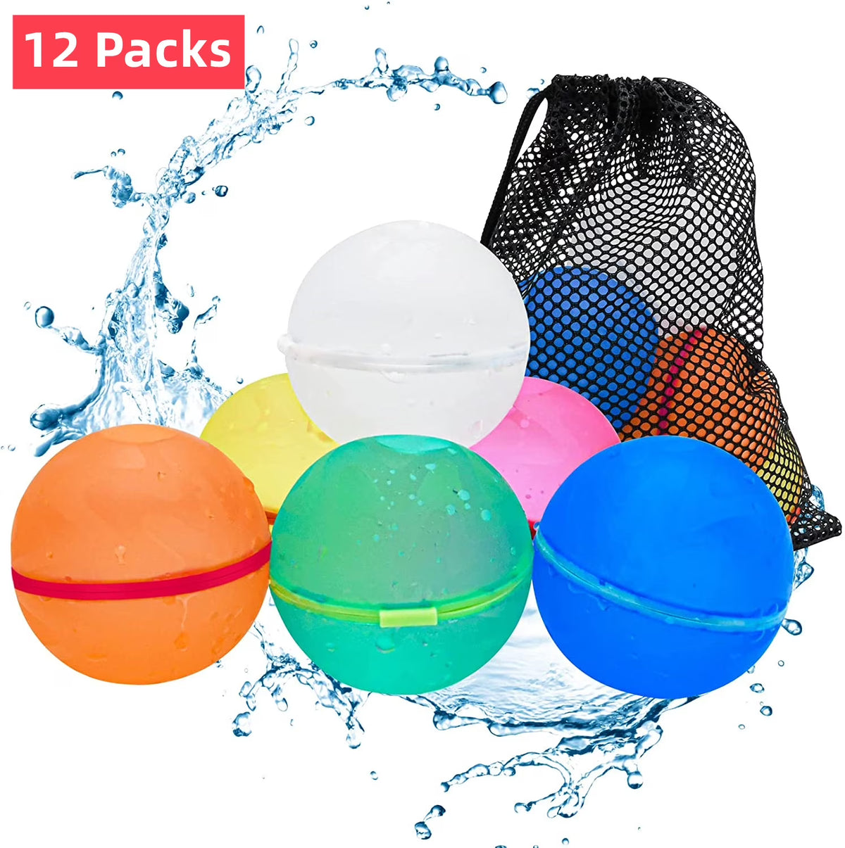 12 PCS Refillable Silicone Water Balloons O36605