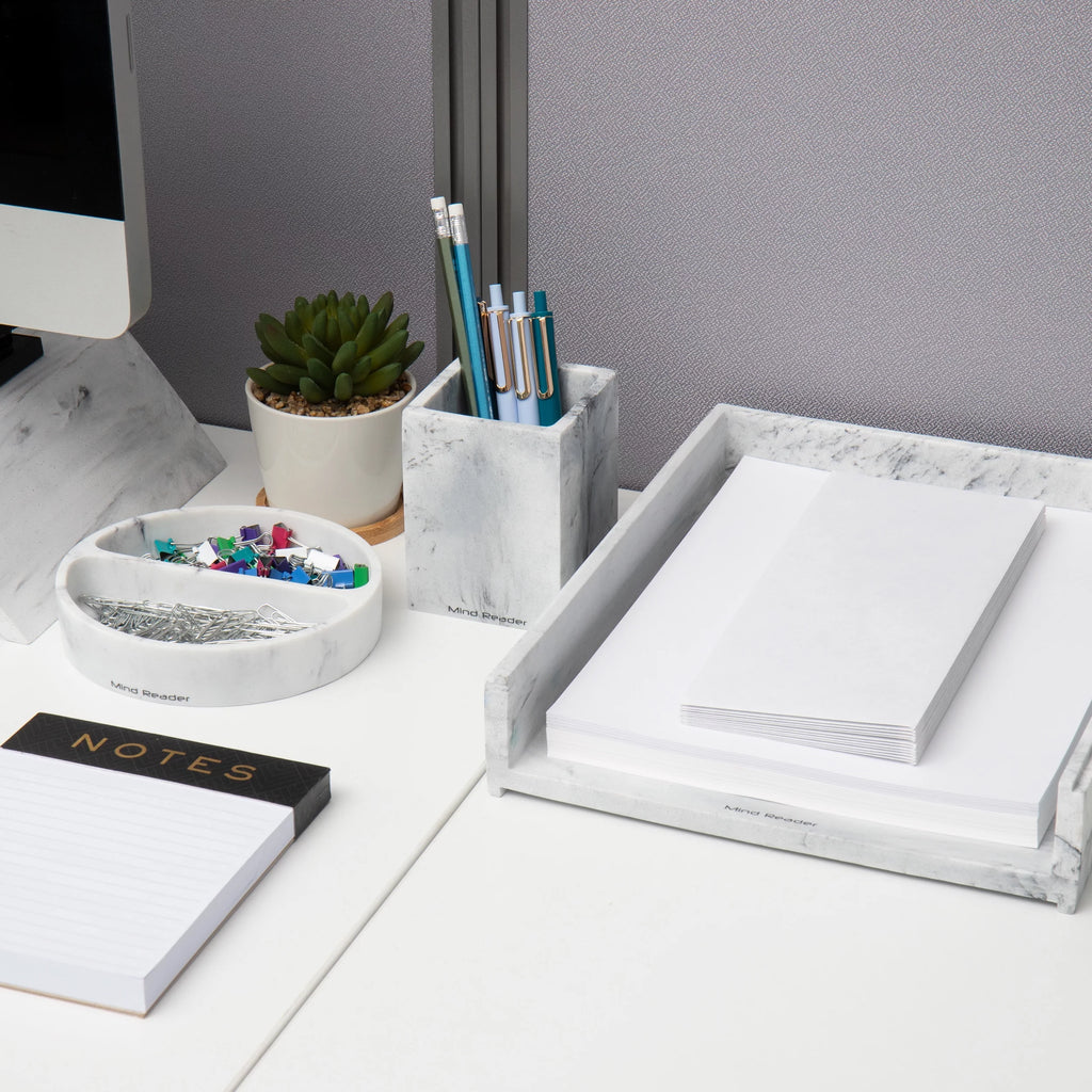 3 Pc White Resin Office Set X97928