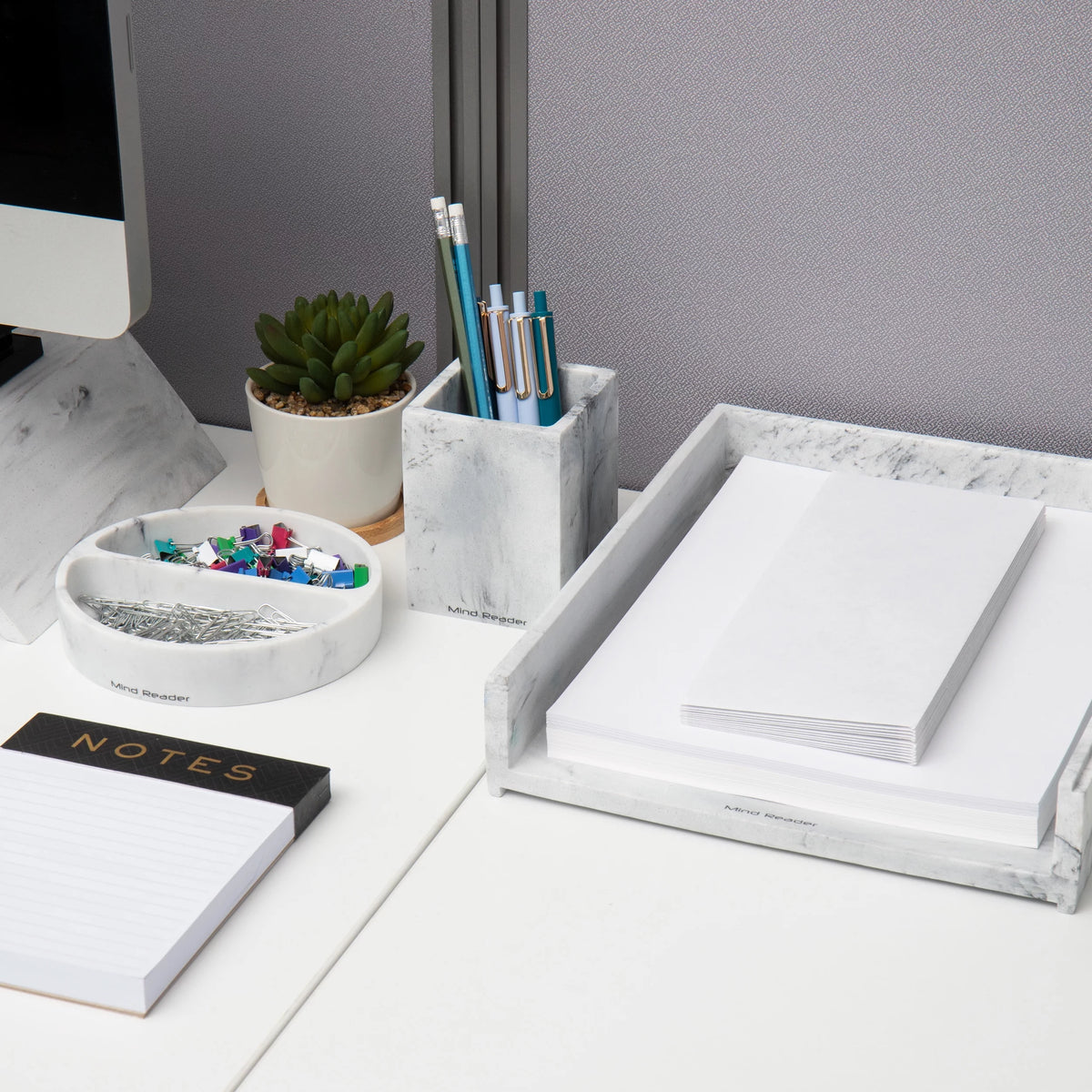 3 Pc White Resin Office Set X97928
