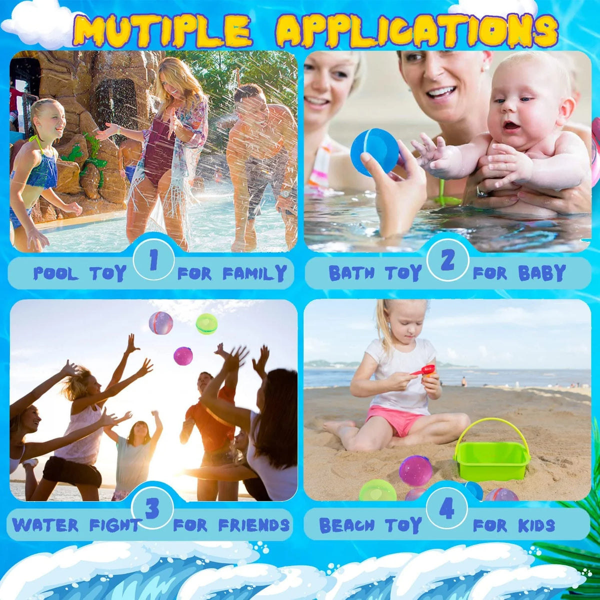 12 PCS Refillable Silicone Water Balloons O36605