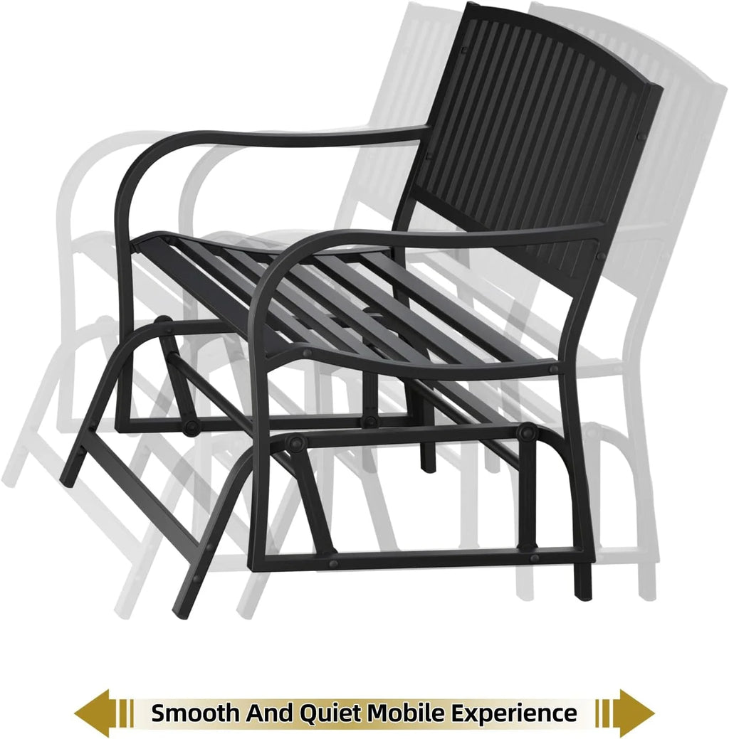 Black Metal Outdoor Glider Bench A341