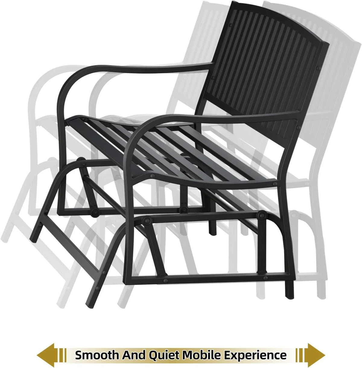 Black Metal Outdoor Glider Bench A341
