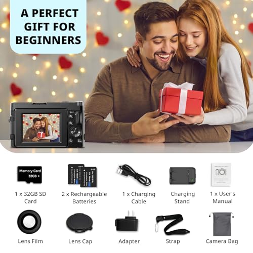 4K 48MP Compact Digital Camera with 16X Zoom, Black M802005