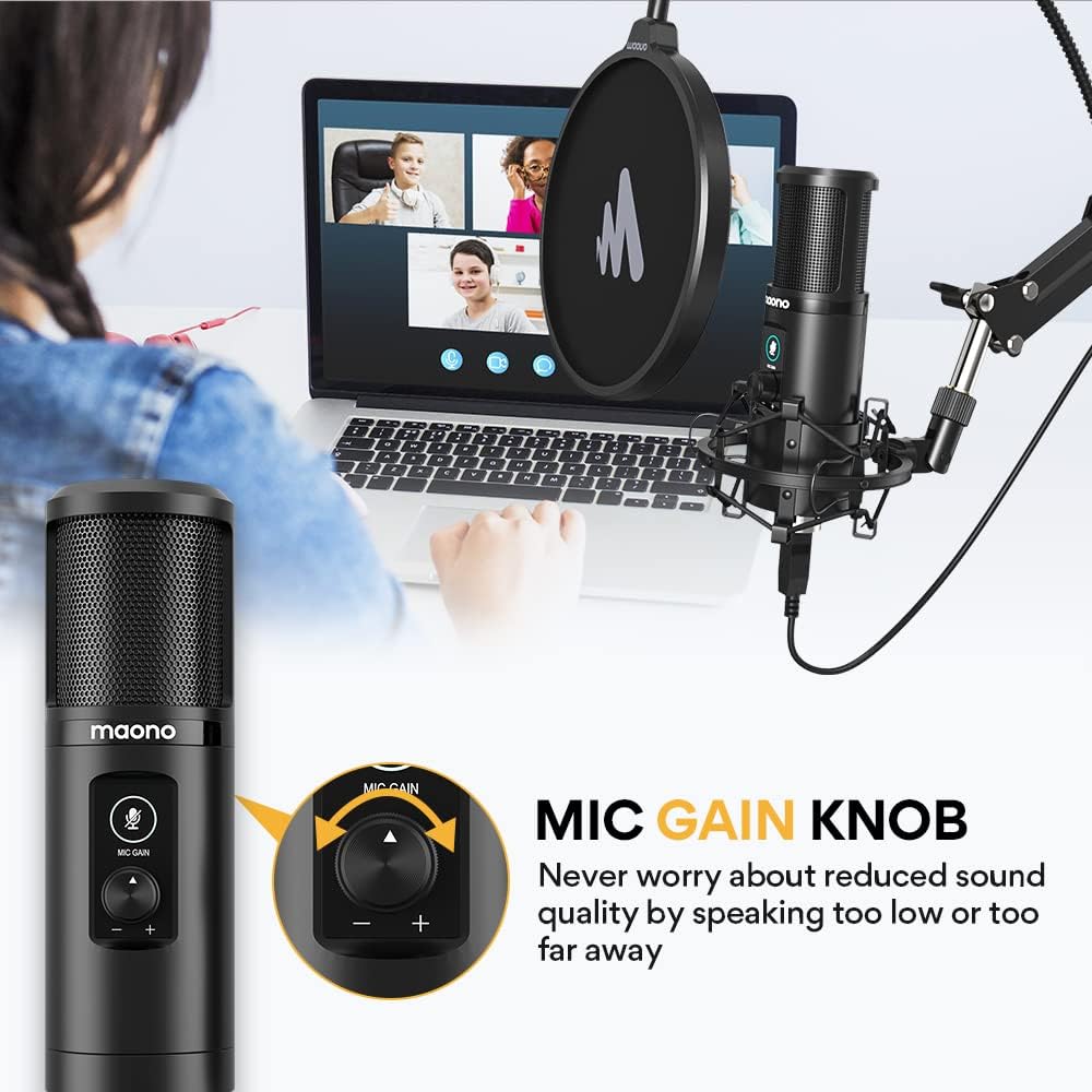 USB Microphone with One-Touch Mute and Gain Knob, Pack of 2 H3979