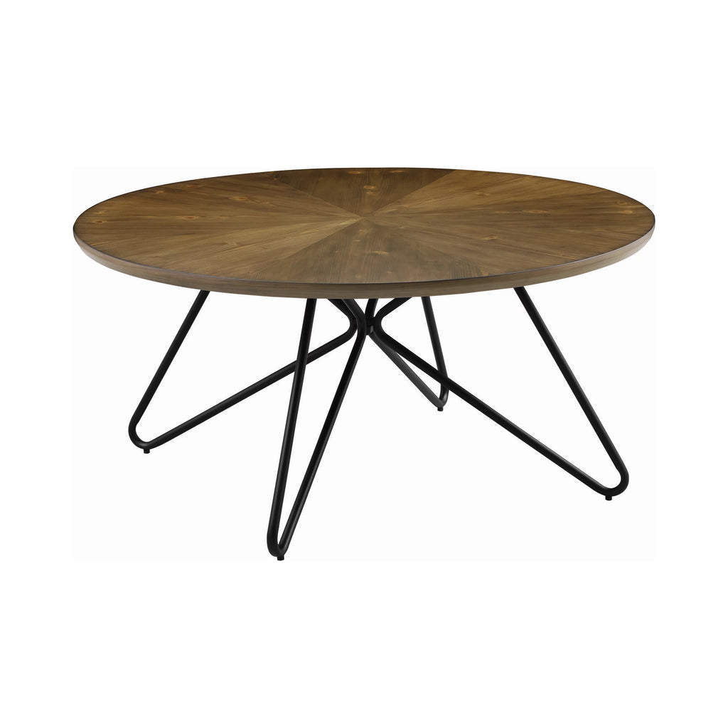 Round Coffee Table Dark Brown and Black Y685408