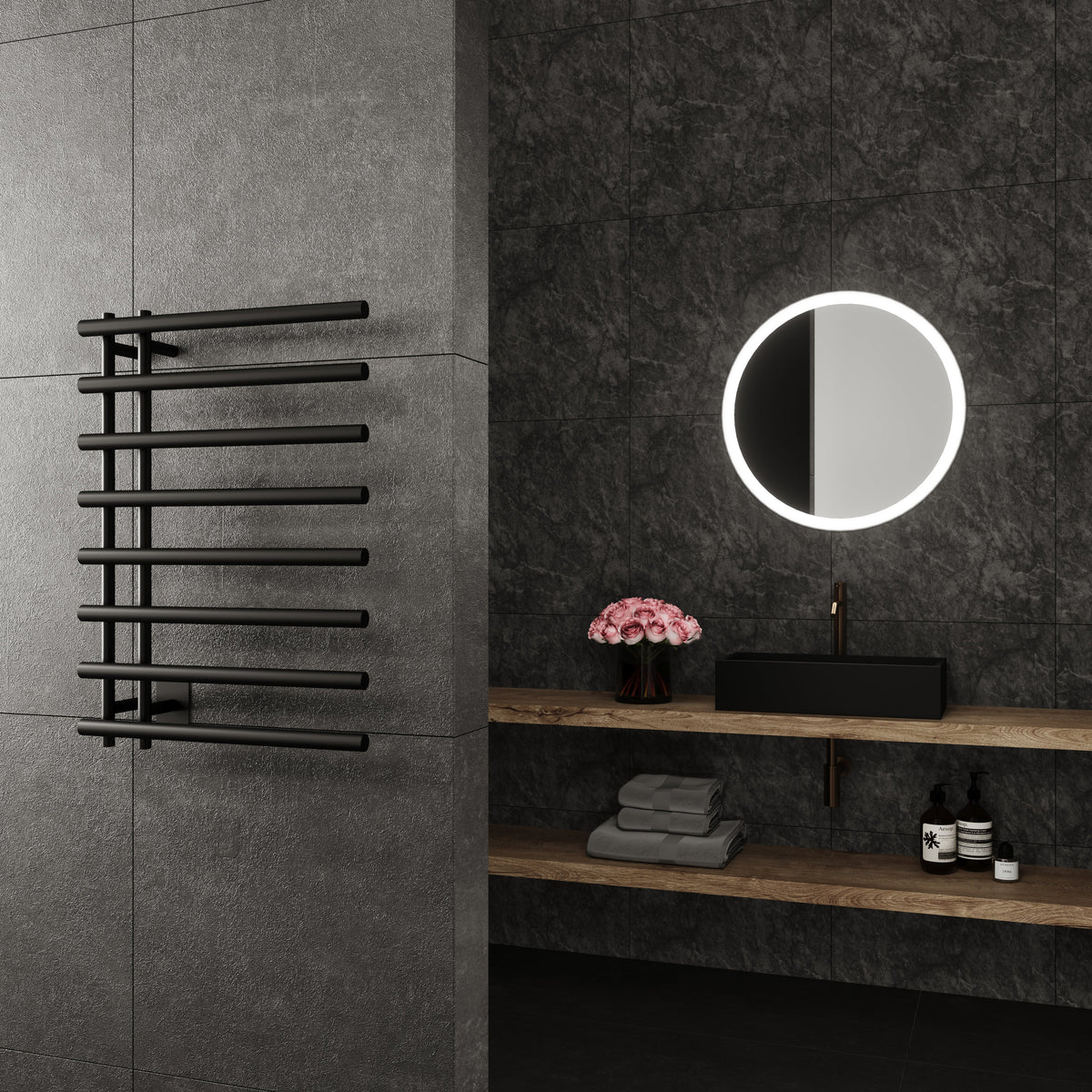 Wall Mounted Electric Towel Warmer in Black M5064