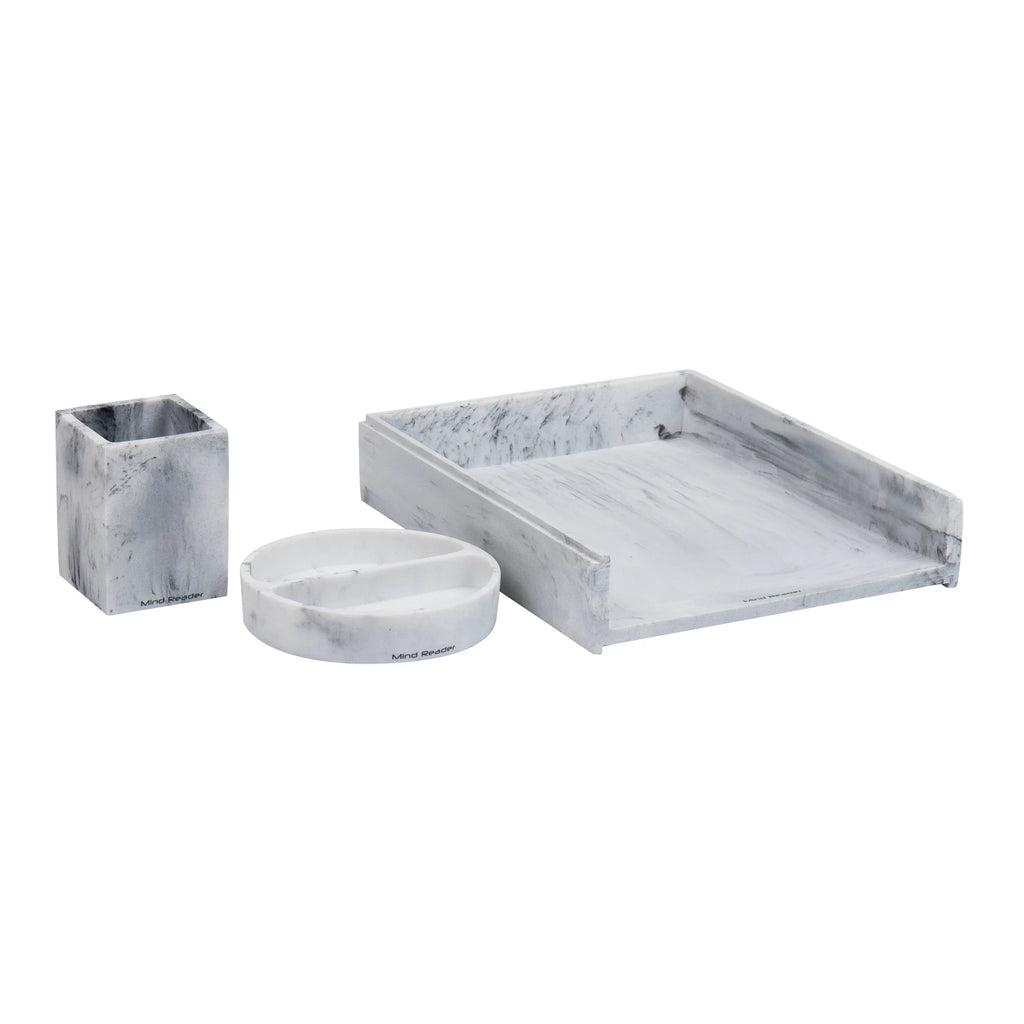 3 Pc White Resin Office Set X97928