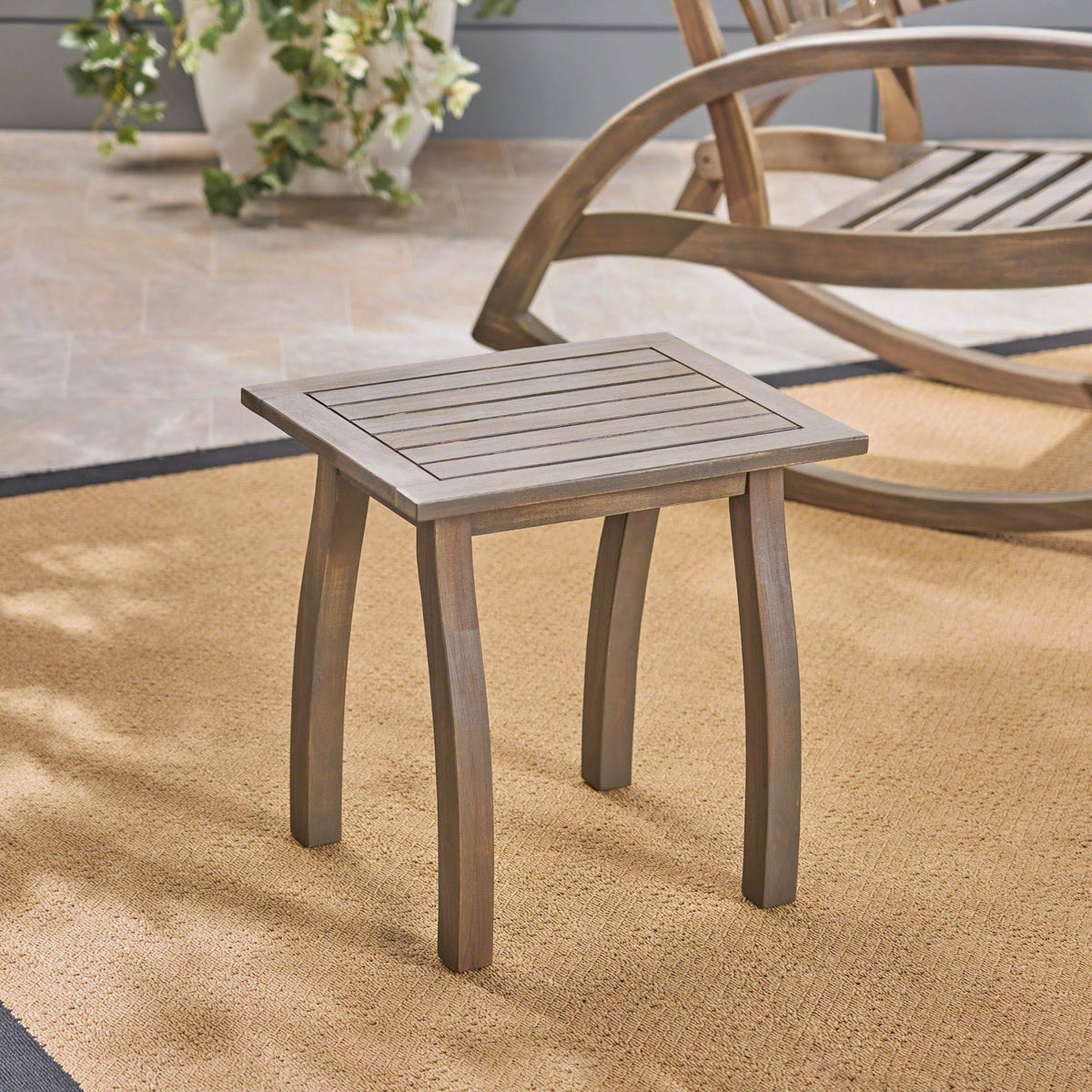 Gray Acacia Wood Accent Table D1861