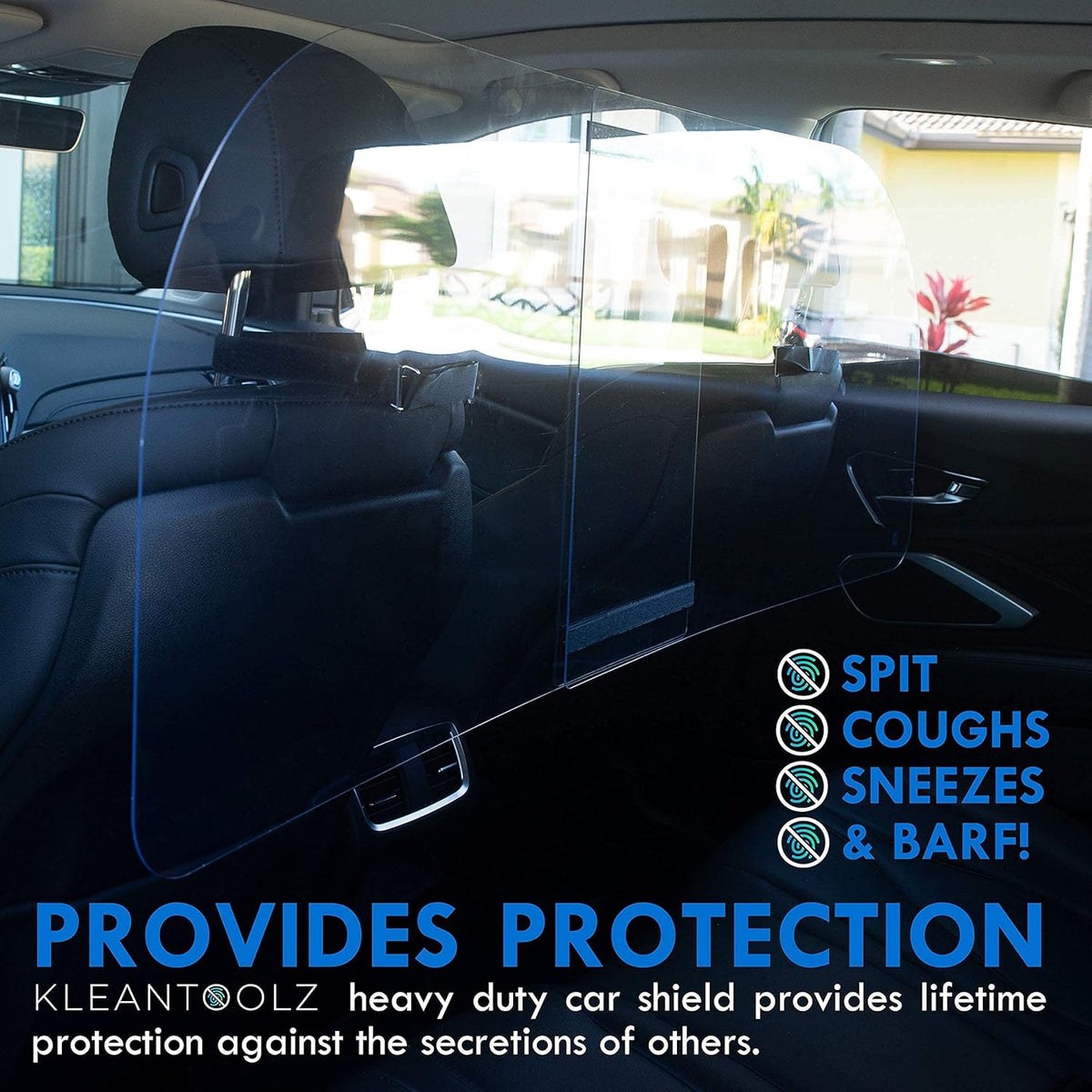 Adjustable Plexiglass Car Sneeze Guard Barrier with Microfiber Cloth E587