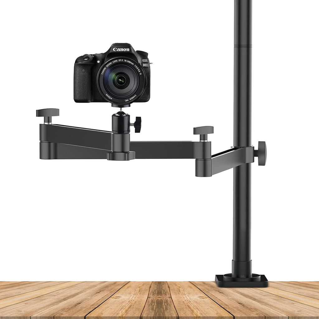 Camera Desk Mount Stand with Flexible Arm, Aluminum Articulated Arm with 360° Rotatable Ball Head E8320