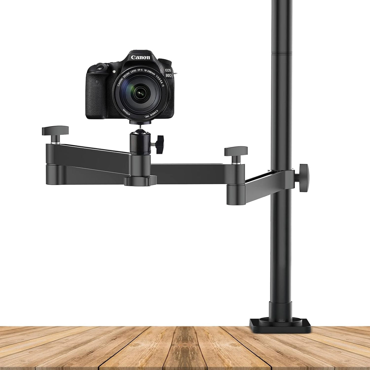 Camera Desk Mount Stand with Flexible Arm, Aluminum Articulated Arm with 360° Rotatable Ball Head E8320
