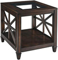 Rustic Brown End Table with Tempered Glass R3203