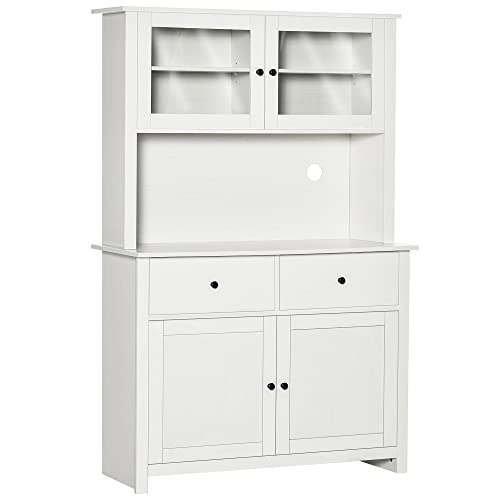 Antique White Kitchen Buffet with Hutch Q6038