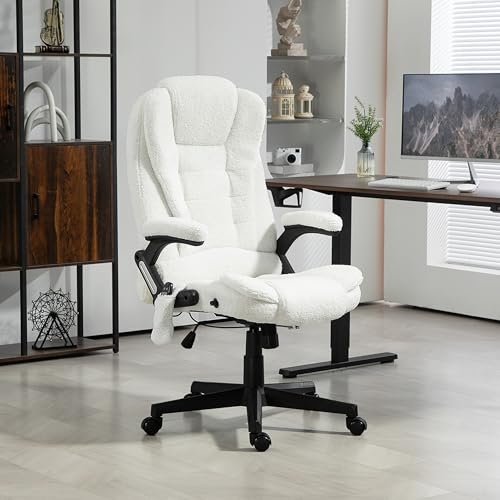 White Velvet High Back Reclining Office Chair with Remote U50776