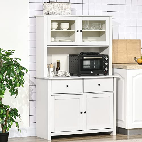 Antique White Kitchen Buffet with Hutch Q6038