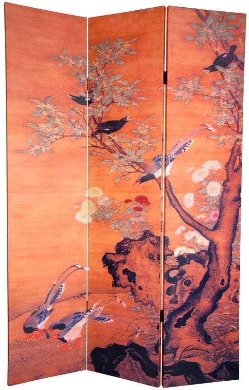 6 ft. Tall Double Sided Canvas Room Divider V909451