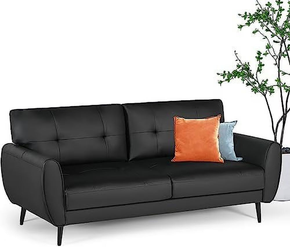 White Tufted Leather Loveseat Sofa Q197044