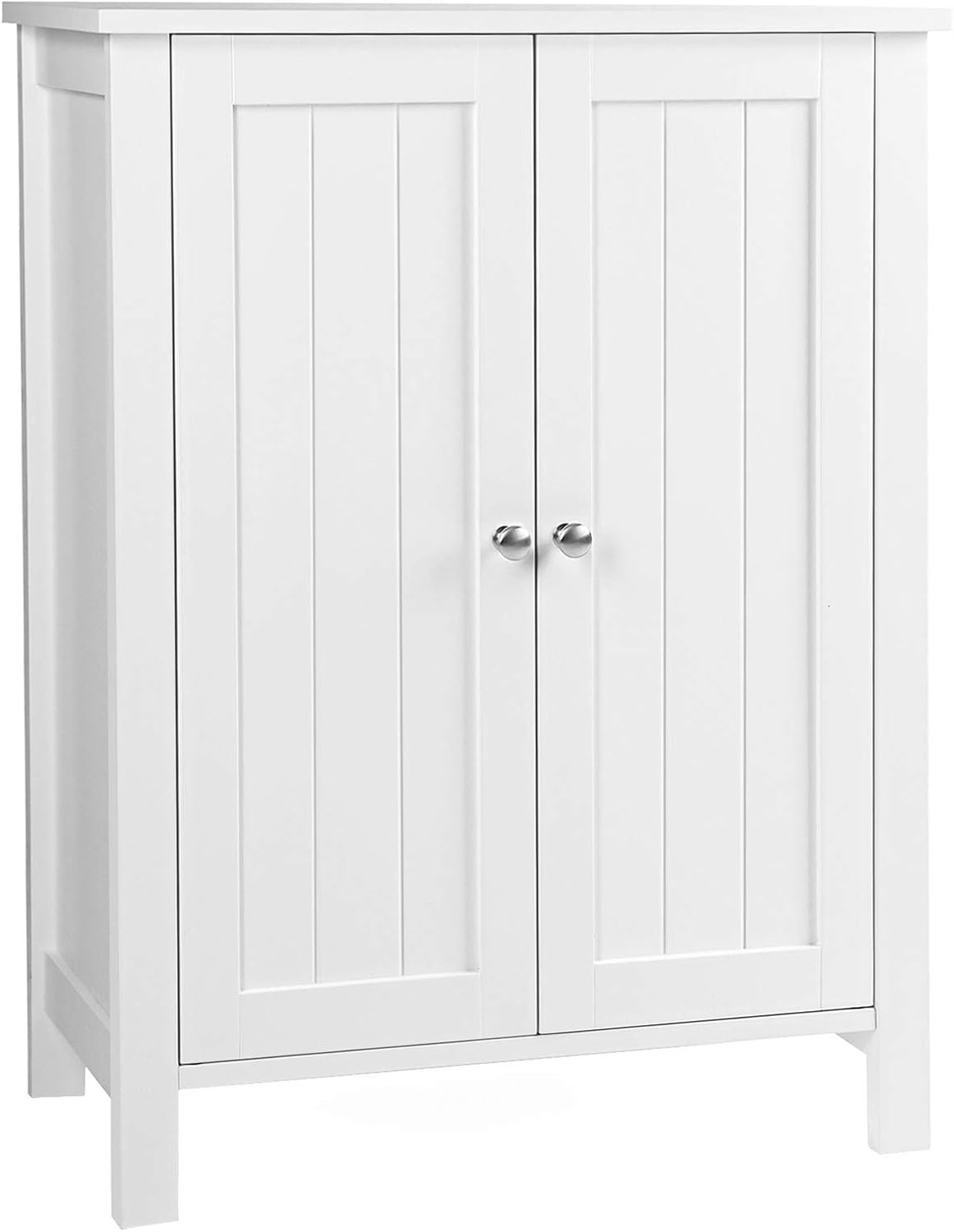 Brown Double Door Bathroom Floor Storage Cabinet with Adjustable Shelf A727