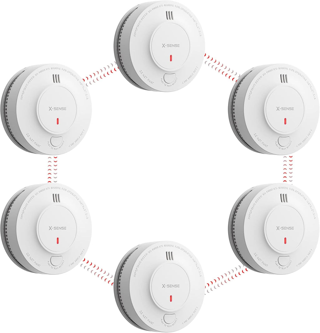 Wireless Interconnected Smoke Detector Fire Alarm, Pack of 6 Y735998