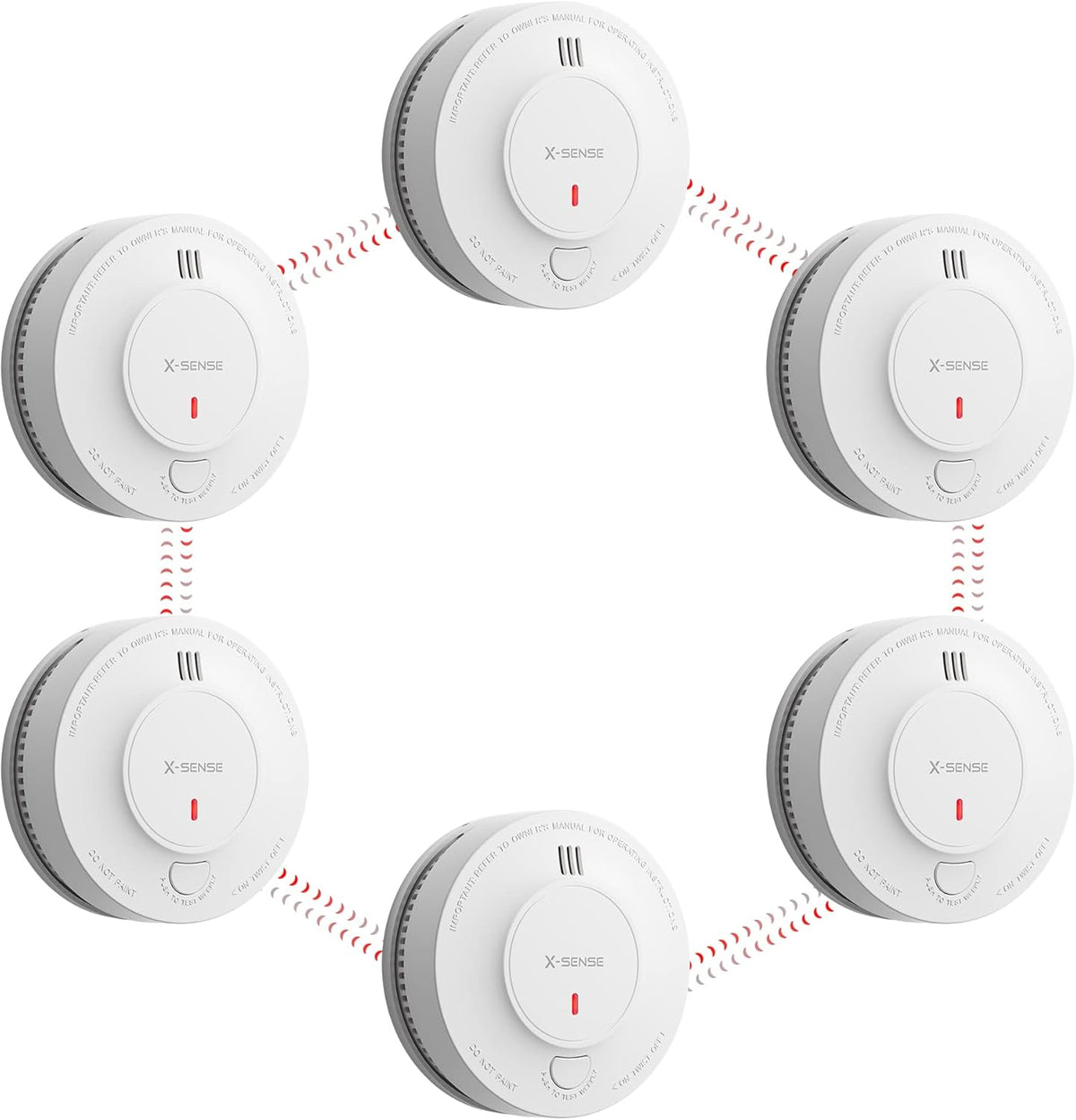 Wireless Interconnected Smoke Detector Fire Alarm, Pack of 6 Y735998