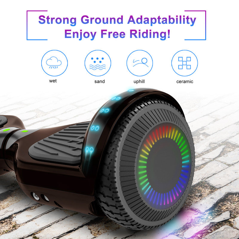 6.5 inch Self Balancing 2 Wheel Hoverboard with LED Lights, Plating Black F5317