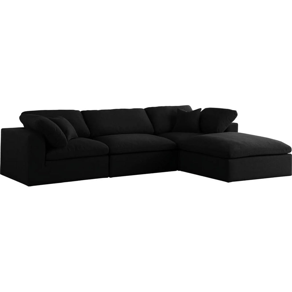 Black Linen Fabric Modular Sectional W420464