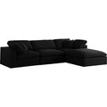 Black Linen Fabric Modular Sectional W420464