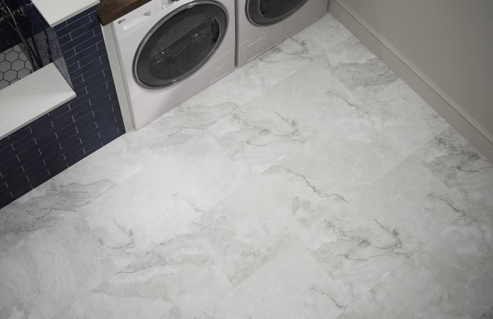 16-in x 32-in Waterproof Interlocking Luxury Vinyl Tile in Gray C78187
