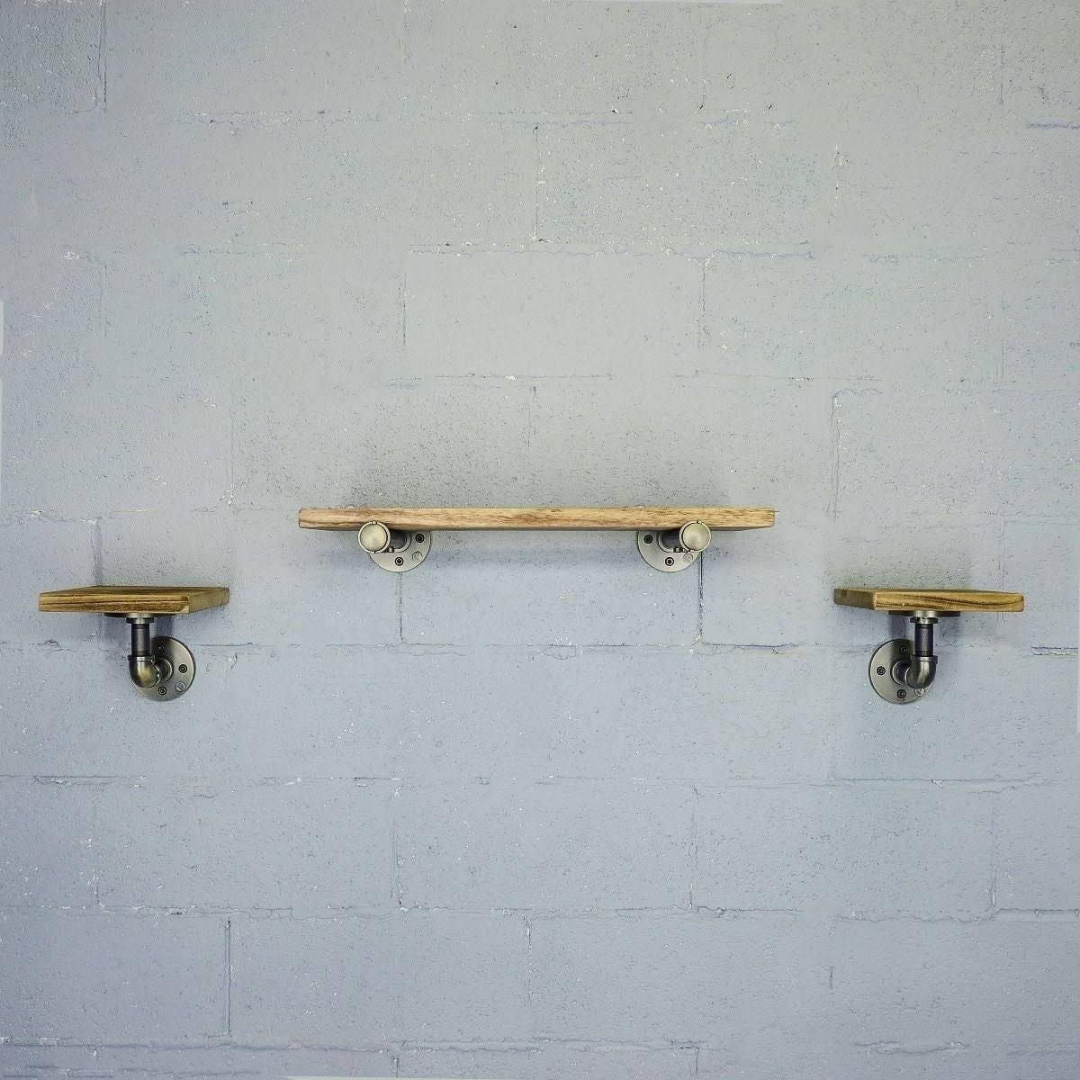 Set of 3 Farmhouse Industrial Wall Shelf C115