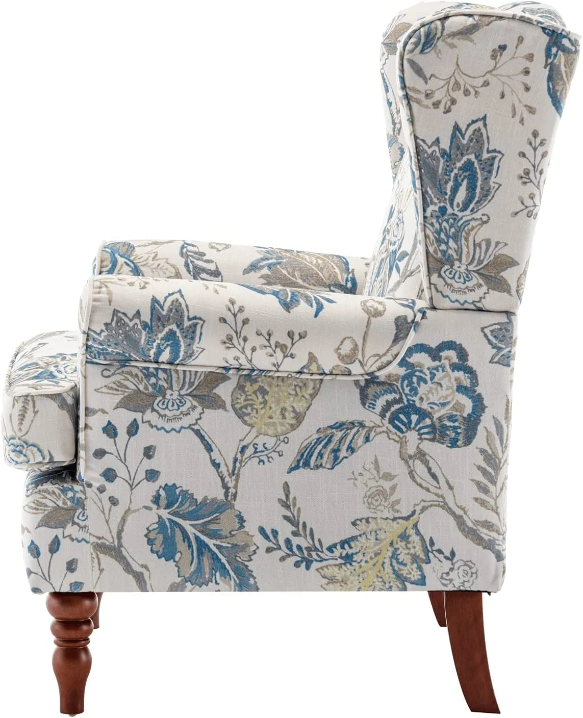Blue Floral Print Upholstered Armchair H36830