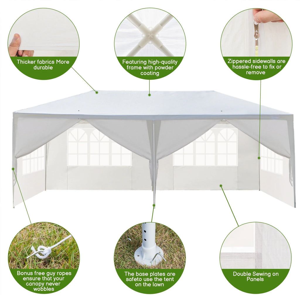 10'x 20' Canopy Tent with 6 Removable Sidewalls White D807969