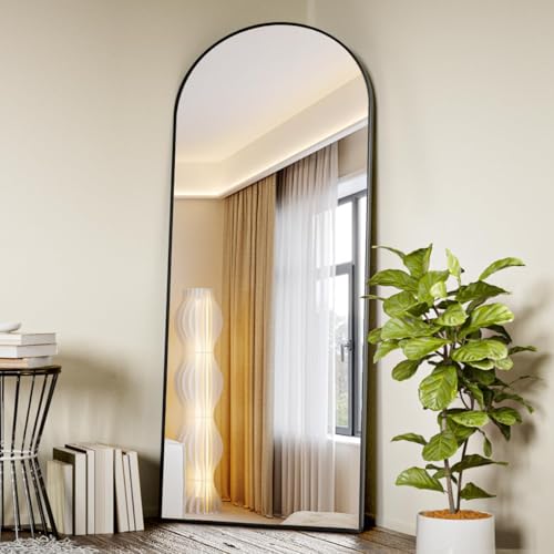 30"x71" Black Arched Full Length Mirror with Aluminum Alloy Frame I133