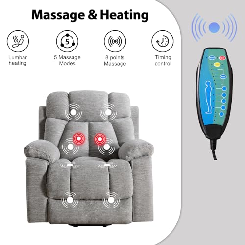Large Power Lift Recliner Chair with Massage and Heat, Dark Gray U931090