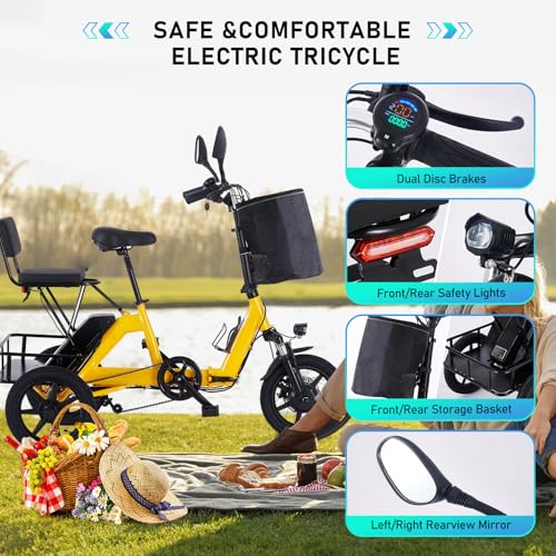 350W Folding Electric Tricycle with 480Wh Removable Battery and 2 Seats N632308