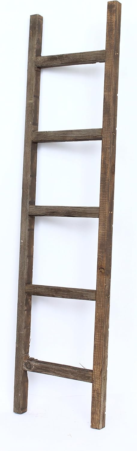 Rustic Farmhouse Decorative 6 ft Ladder Recycled Reclaimed Wood Z46809