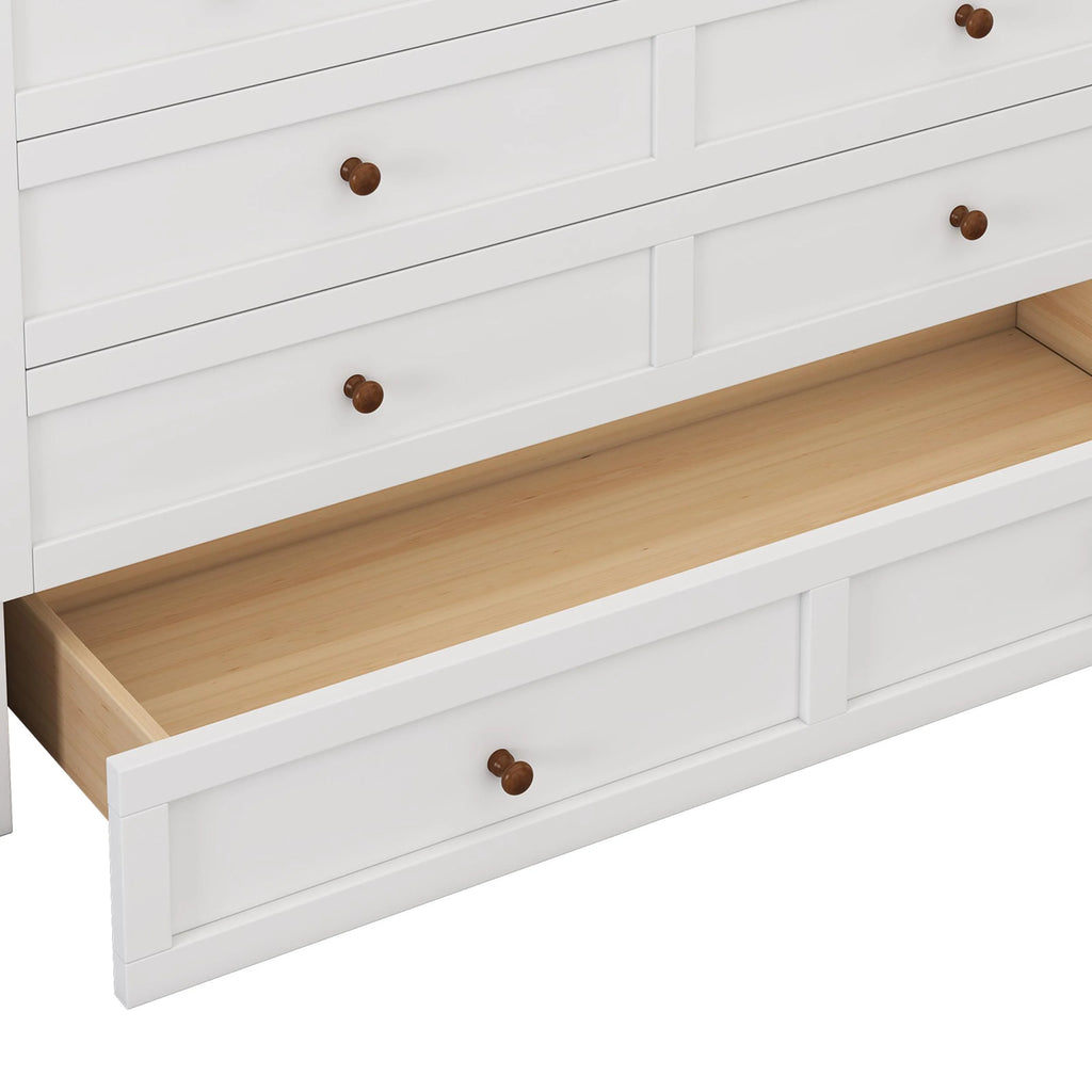 White+Walnut Solid Wood Queen Size Murphy Bed with Storage Drawer Y565177