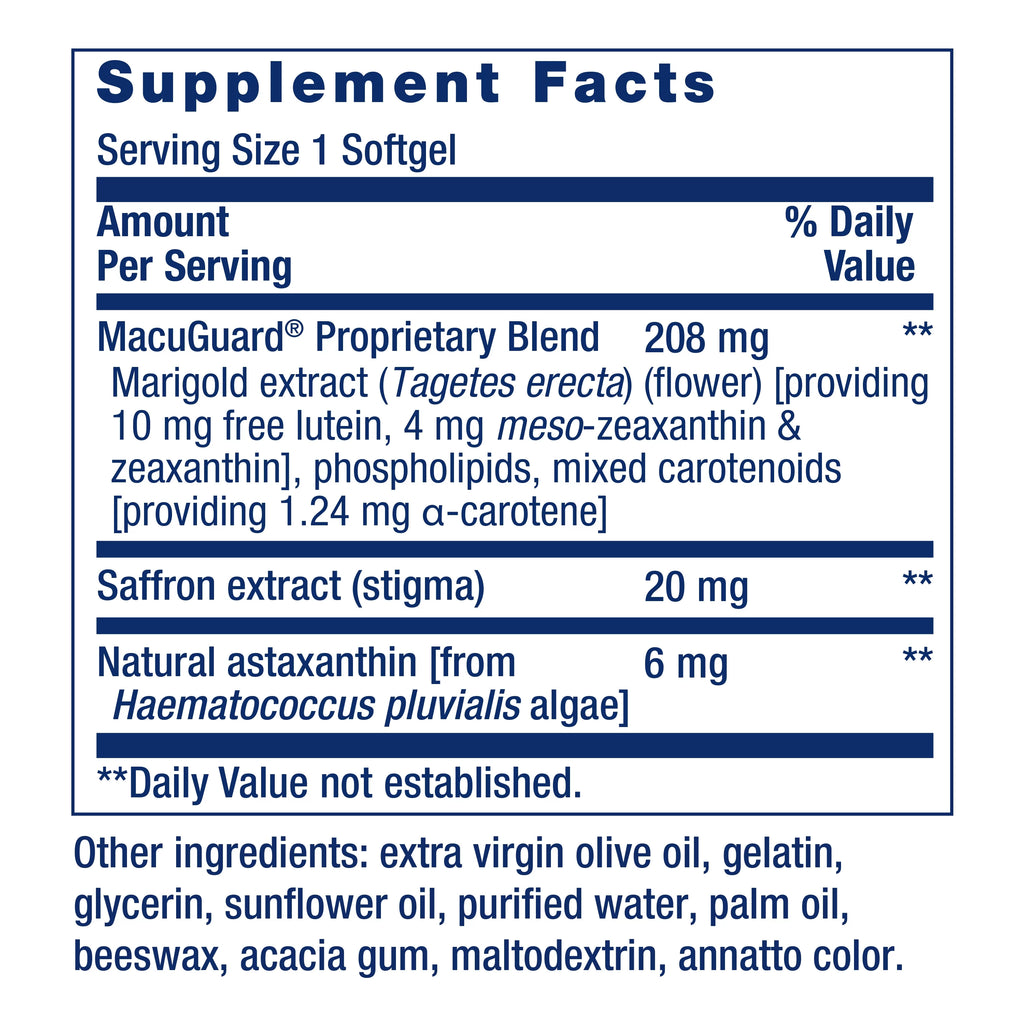 Eye Health Supplement with Saffron & Astaxanthin – 60 softgels N185