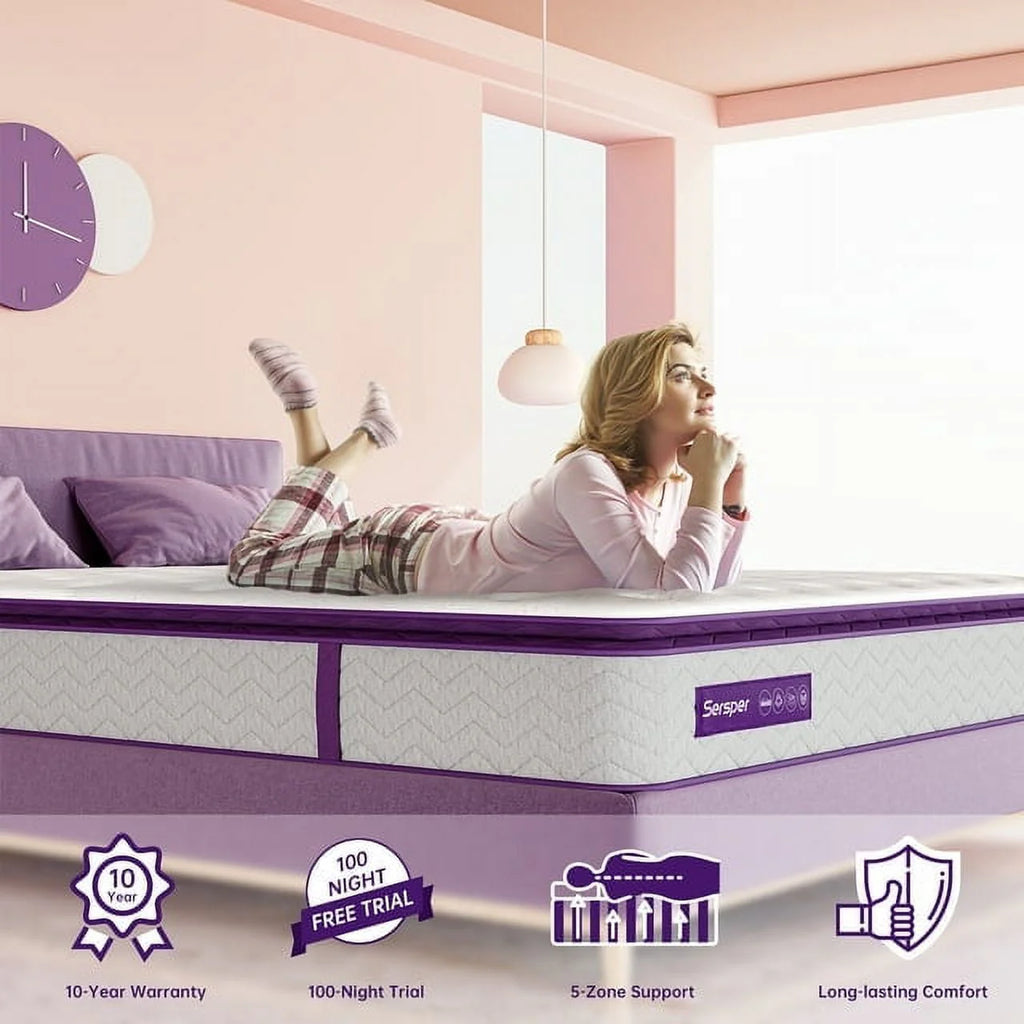 Full Size 10 inch Pocket Pillow Top Memory Foam Mattress N425