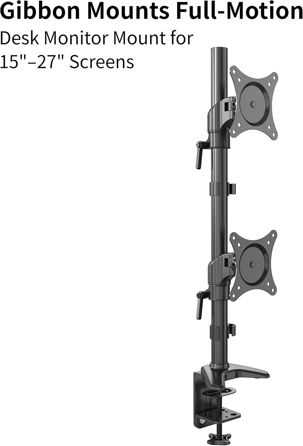 Vertical Dual Monitor Mount, Height Adjustable Heavy Duty C-Clamp and Grommet Mounting Base, VESA 75*75mm/100*100mm O65497